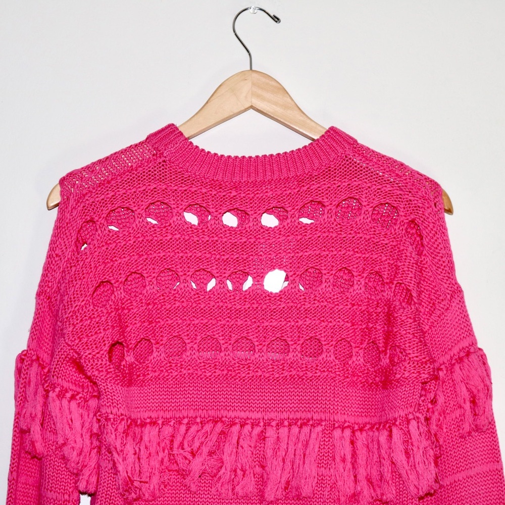 Jonathan Simkhai Chunky Tassel Sweater in Hot Pink - Picture 5 of 10